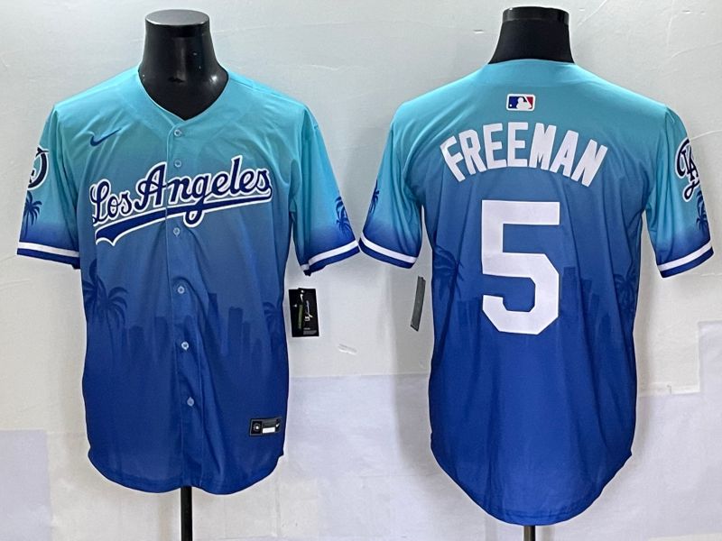 Men 2025 Los Angeles Dodgers #5 Freeman Blue Nike MLB Jersey Daoqite style 1
